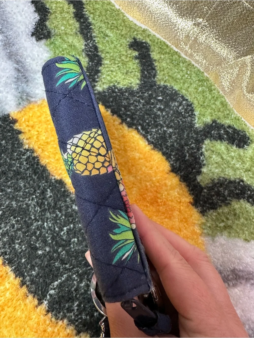 Vera Bradley Navy Quilted Pineapple Zip Key Pouch